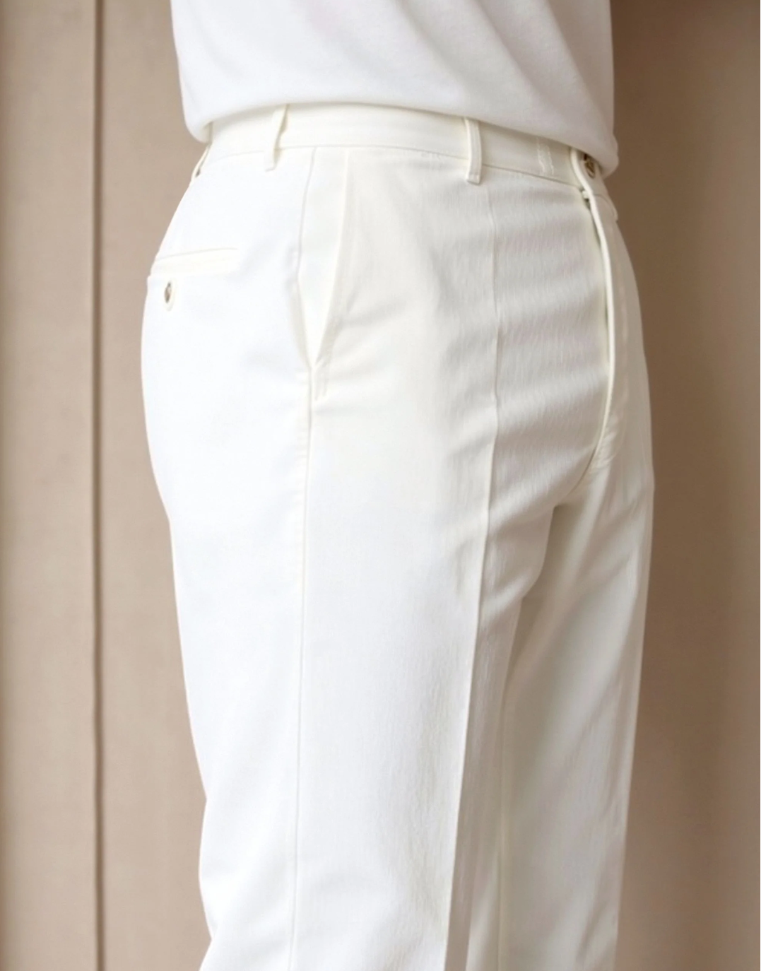 White Luxury Regular Fit Chino Pants